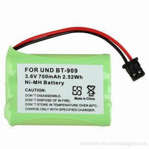 Cordless Phone Battery for UND BT-909, Ni-Mh AAA700mAh Rechargeable Battery Pack, 3.6V